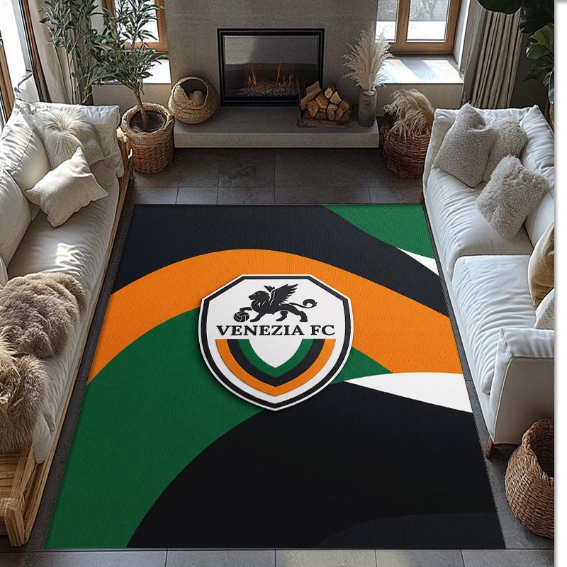 Venezia FC Football Print Crystal Velvet Rug, Comfortable Water Absorbent Non Slip Indoor Floor Carpet