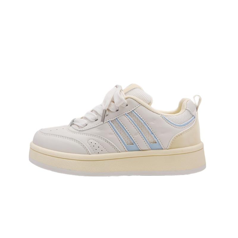 Сетчатые дышащие белые туфли на толстой подошве женские новые модные универсальные с цветными вставками спортивные и повседневные туфли на платформе