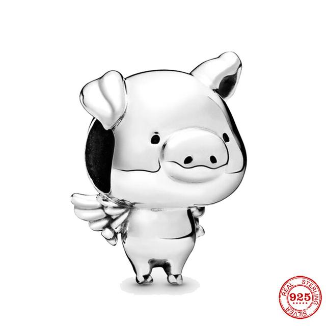 Новый Стерлингового Серебра 925 Единорог Кошка Собака Сова Обезьяна След Милое Животное DIY Тонкие Бусины Подходит Оригинальный Модный Браслет-Подвеска