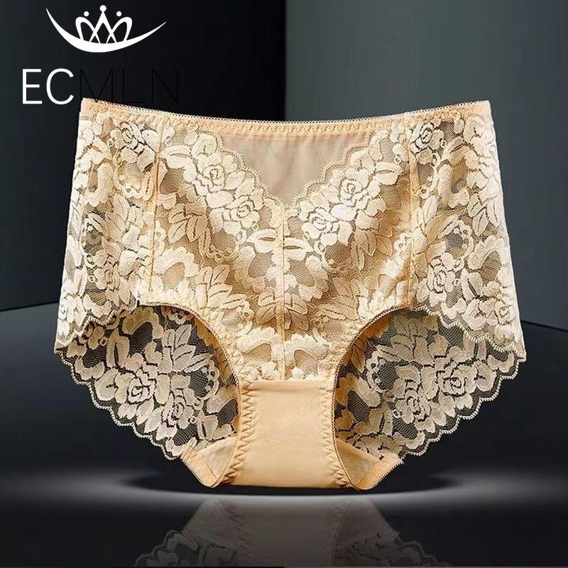 Women Lace Panties Mid-Waist Hollow Hip-Lifting Comfortable Briefs Embroidery Cotton Crotch Underwear