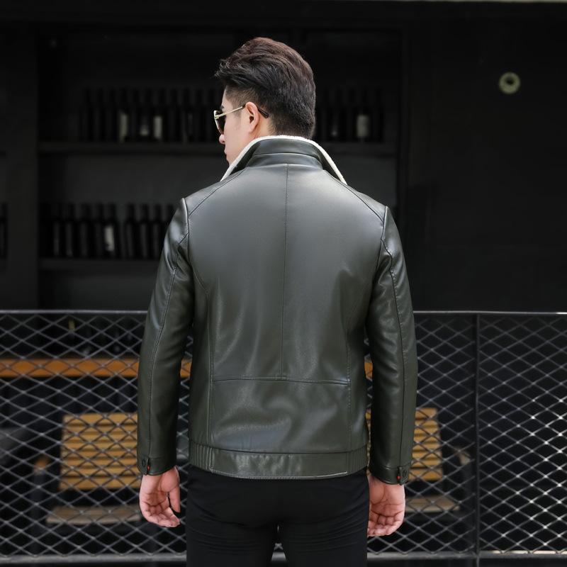 Зимняя новая меховая цельная мужская куртка среднего возраста из утолщенной разноцветной бархатной кожи PU