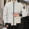 Men Down Jacket Stand Collar Long Sleeve Zipper Closure Jacket Elastic Hem Solid