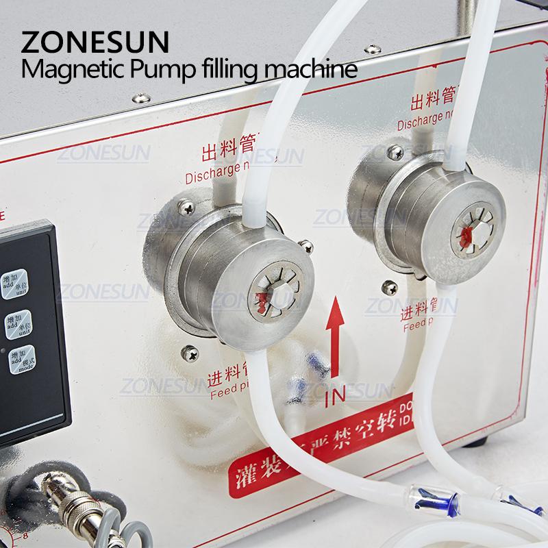 ZONESUN YG2 Magnetic Pump Electric 2 Heads Soft Drink Essential Oil Ethanol Disinfection Alcohol Bottle Liquid Filling Machine