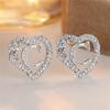 White Zircon Vintage Hollow Love Heart Letters Stud Earrings For Women Silver Color Wedding Jewelry Earring Valentine's Day Gift