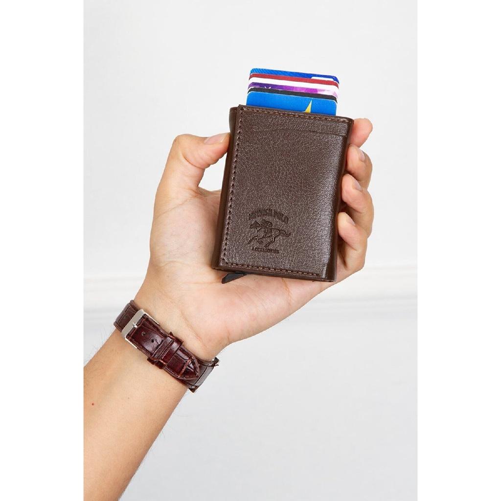 Сиреневый кожаный кошелек с Rfid-защитным алюминиевым механизмом, автоматическим держателем для карт и отделением для бумажных денег