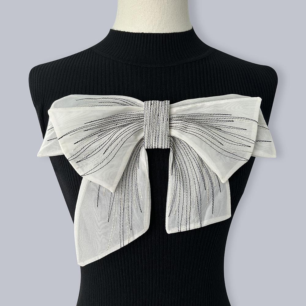 1 шт. большой белый черный бант нашивка ручной работы для ремонта аксессуаров для одежды 29*24 см