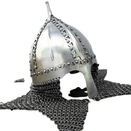 Стальной средневековый шлем нормандского рыцаря-викинга с копией кольчуги ХК
