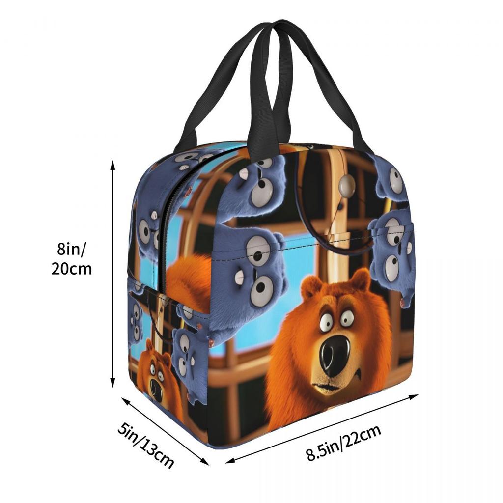 Grizzy And The Lemmings Cartoon Insulated Lunch Bag Food Bag Portable Cooler Thermal Bento Box For School Office