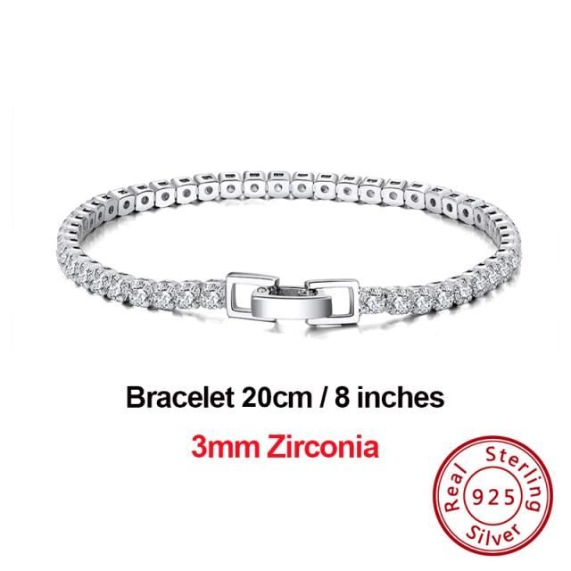 4mm Round Cut Tennis Bracelet In 925 Sterling Silver White Gold Woman Men Bracelets Bangle Jewelry Hand Chain Sb94
