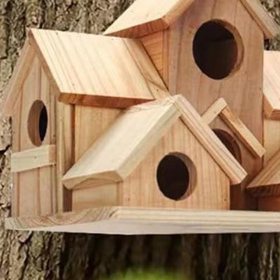 Домики для птиц для улицы, деревянное гнездо колибри, кормушка для птиц, большой скворечник для улицы с 6 комнатами для декора садового дворика