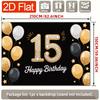 Birthday Party Backdrop Gold Black Polyester Banner Photo Booth Decoration 50