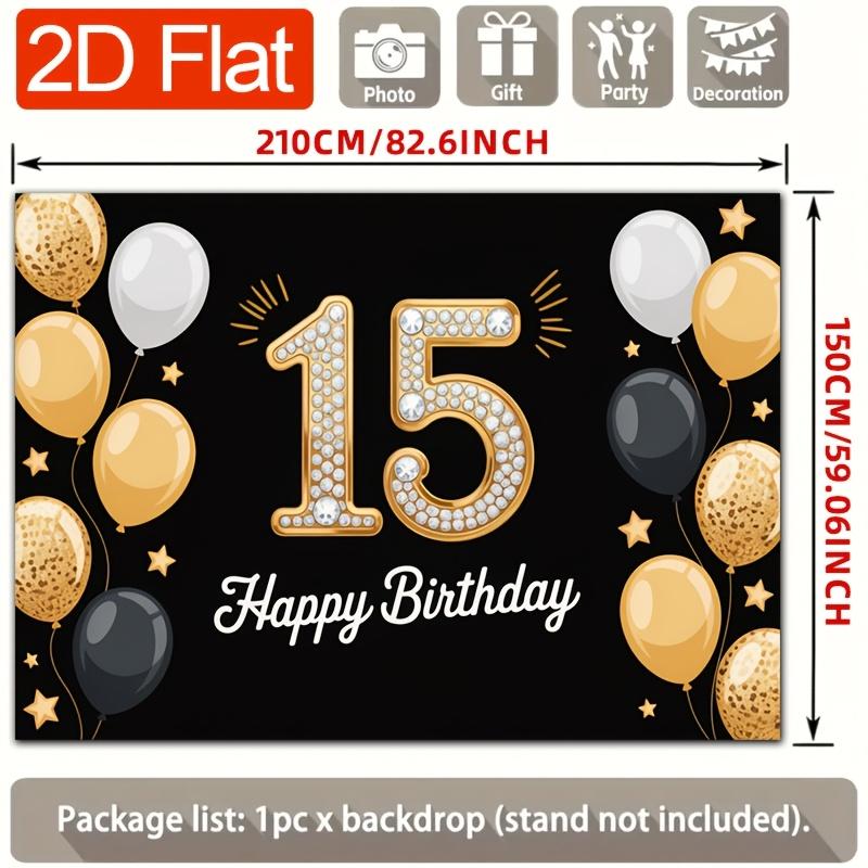 Birthday Party Backdrop Gold Black Polyester Banner Photo Booth Decoration 50