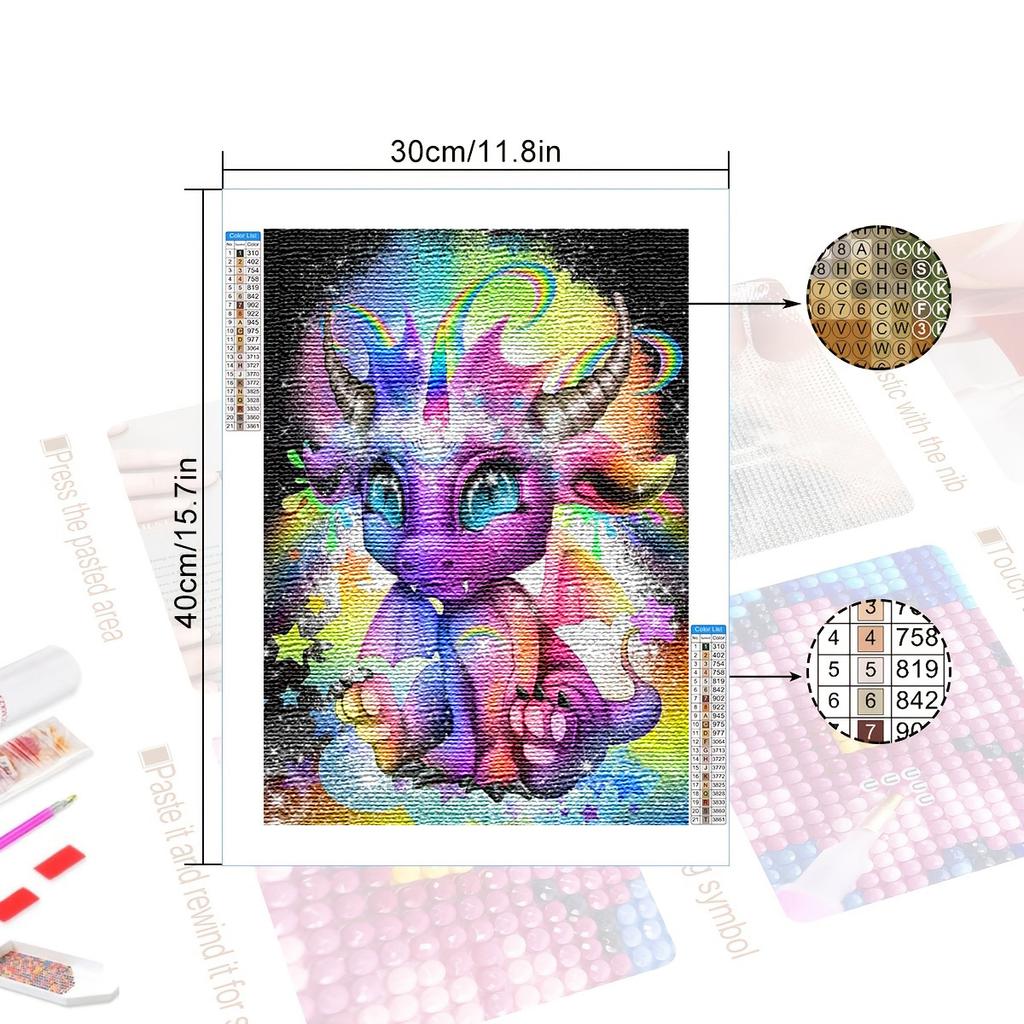 DIY Diamond Painting Cute Dragon Cross Stitch Kit Mosaic Art Diamond Painting Full Circle/Square Diamond Home Decoration