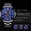 2pcs/set Fashion Men's Calendar Watch, Men's Business Stainless Steel Quartz Watch & Bracelet Necklace Set
