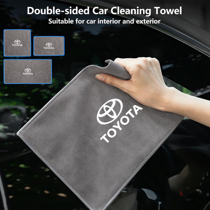 Car Microfiber Cleaning Towel Car Wash Drying Cloth Care Key Accessory For Toyota Corolla Yaris Camry Prius RAV4 CHR Hilux Aygo