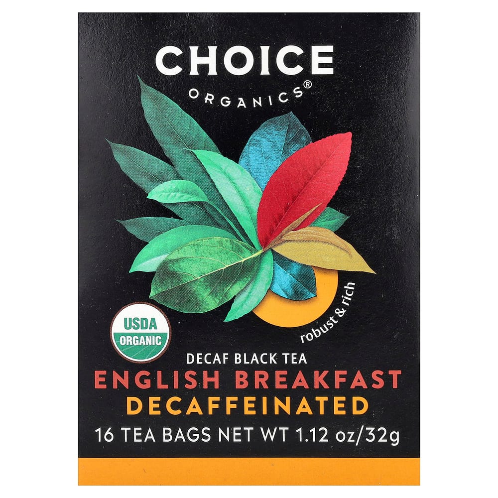 Choice Organic Teas Черный чай без кофеина English Breakfast, пакетики, 16 шт., 32 г (1,12 унции)