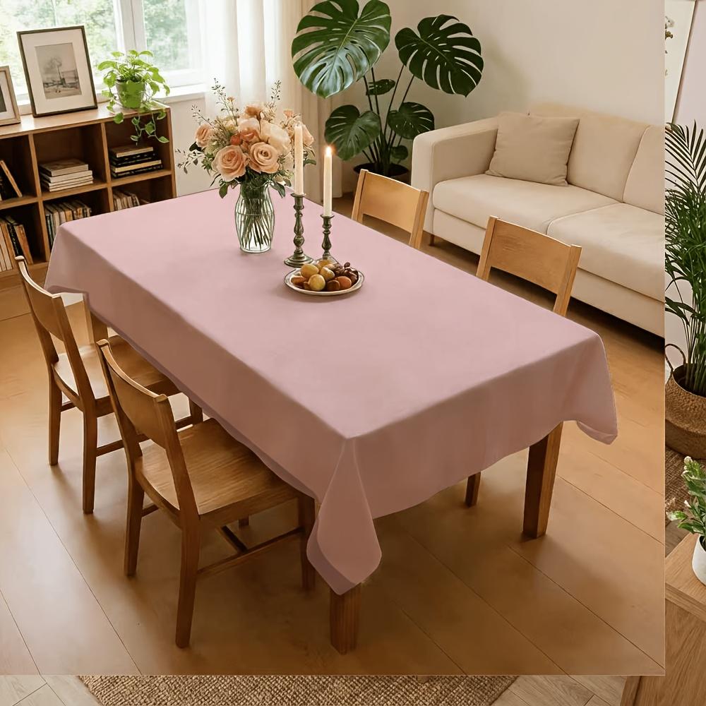 1pc Light Pink Solid Color Tablecloth, Durable Polyester. This Elegant and Understated Tablecloth in a Soft Light Pink Adds a Touch of Refined Charm t