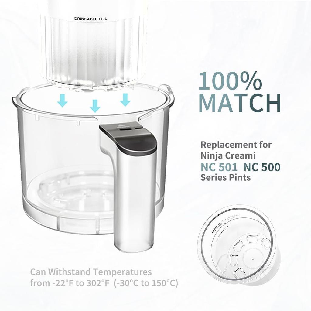 Containers Replacement for Ninja Creami Deluxe Pints Lids Creamy Ice Cream Containers Cups Set Family Size Compatible