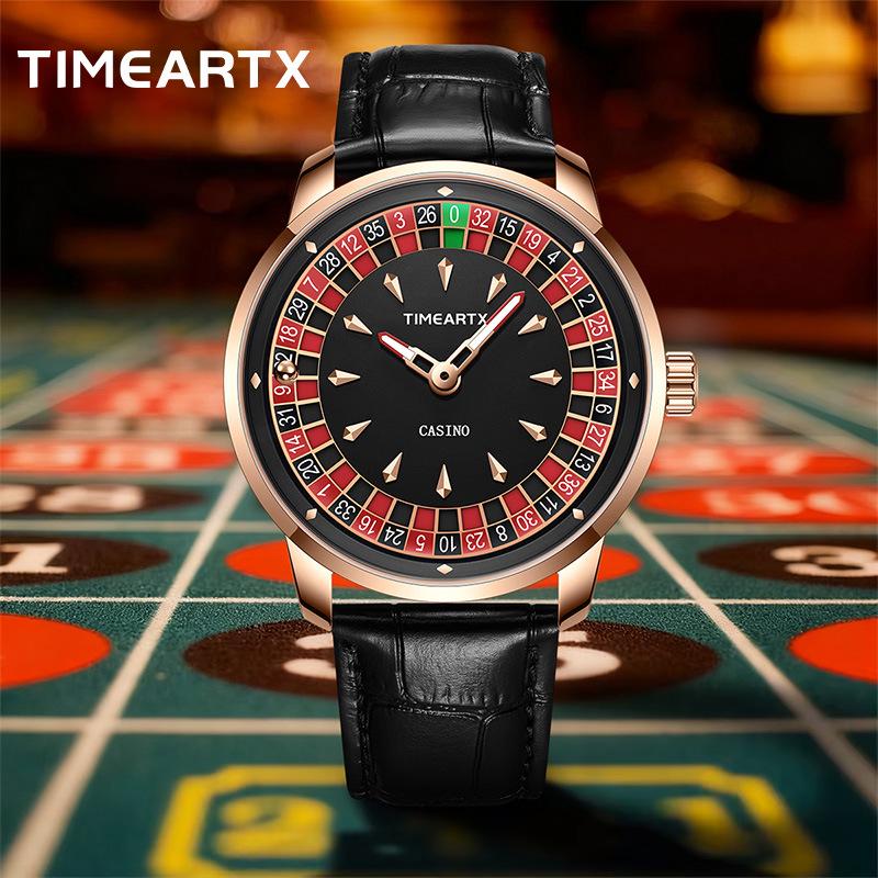 TIMEARTX Мужские Светящиеся Кварцевые Часы на Кожаном Ремешке - Водонепроницаемые и Модные