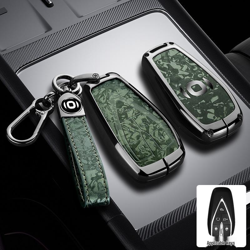 Changan Qiyuan A05/A06/A07 Key Cover - Q05 125MAX Remote Metal Shell with Leather Snap Button