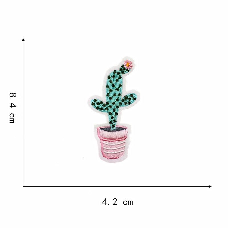 Вышитая нашивка на ткани: Дизайн перьев кактуса для ремонта одежды и брюк
