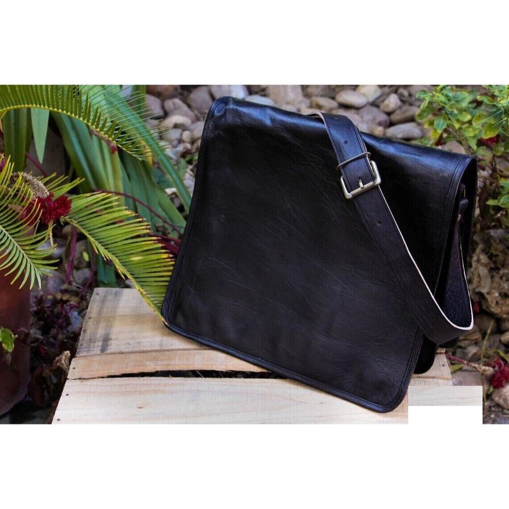 Мужская винтажная сумка-портфель для ноутбука из натуральной кожи черного цвета, портфель-портфель 15 дюймов