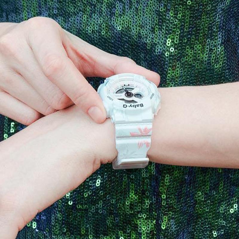 Casio BABY-G Summer Beach Shockproof Waterproof Sport Quartz Resin Strap Japanese and Korean Watch Women's Watch White Dial BA-110CF-7A