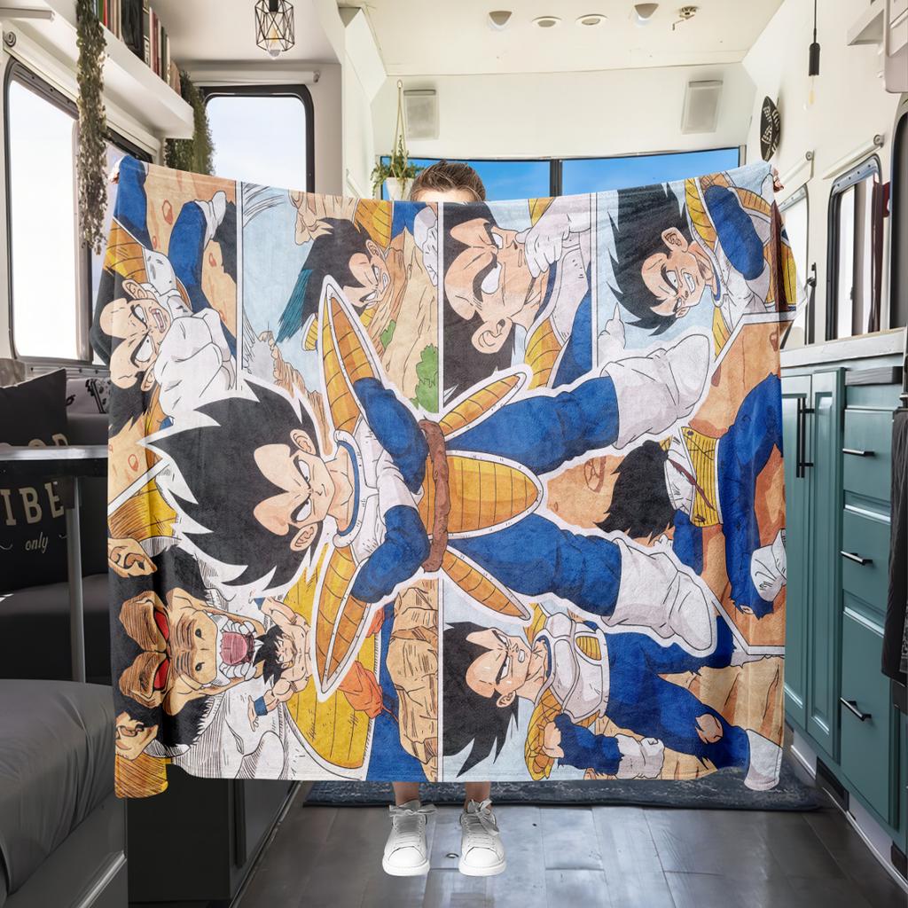1 шт. Плед из фланели с принтом DRAGON BALL, Высокое качество, Для всех сезонов, Декор для дома, Тепло и Уют, Идеально для Рождественских подарков