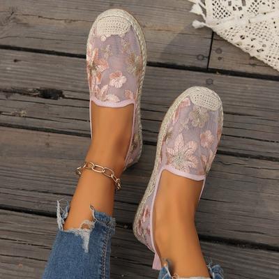 Модные одинарные туфли для женщин 2024 года, лето, новый стиль, кружевная сетка, полые женские туфли на плоской подошве, удобные повседневные туфли на плоской подошве