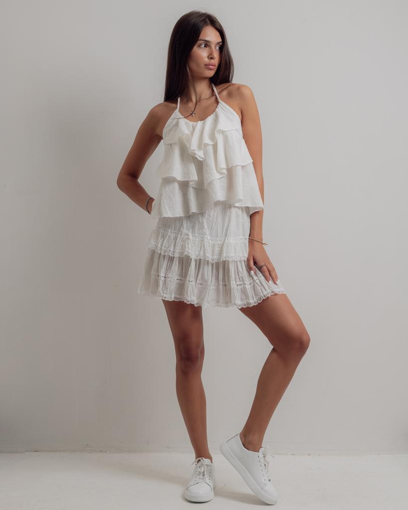 Юбка летняя короткая Nisan 2186 молочная M