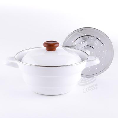 24 см с решетчатыми белыми эмалированными балками Fuji Enamel Multifunctional Pot Enamel Pot All-in-one BMP24FW.CW BMS Двуручный