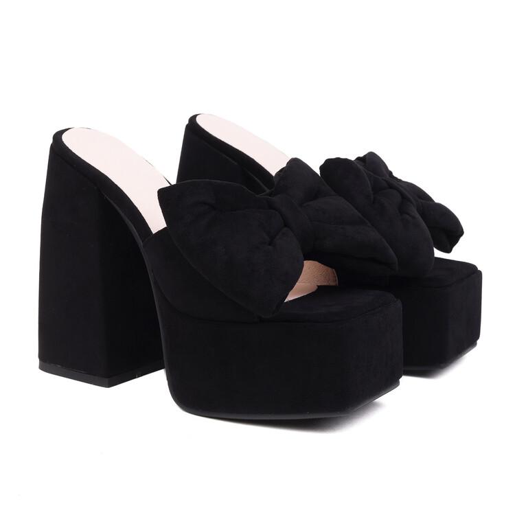 Женские сандалии из искусственной кожи на платформе, на очень высоком каблуке, с открытым носком и бантом, пикантные вечерние летние туфли, черный, зеленый, леопардовый, 35-43