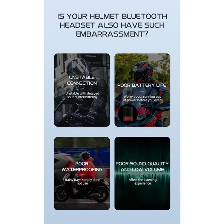 YP10 Гарнитура для мотоциклетного шлема Bluetooth 5,3 Стерео Беспроводной домофон Водонепроницаемый музыкальный плеер Наушники для верховой езды Поддержка связи Голосовое управление