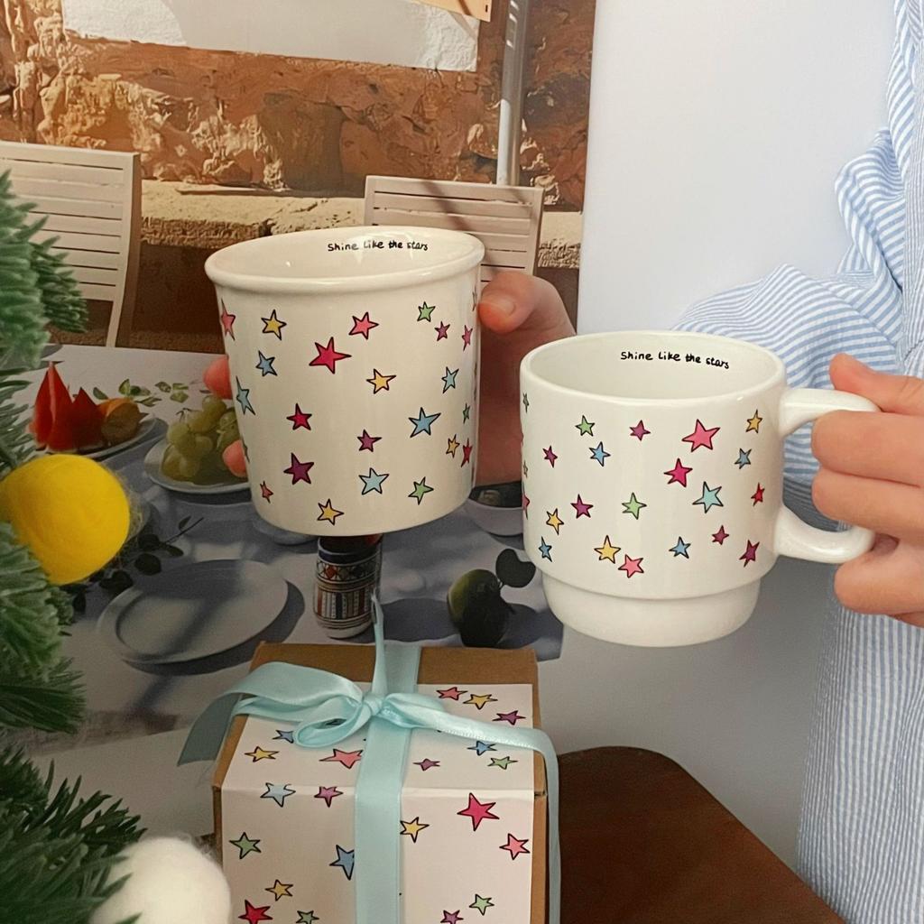 Цветная кружка-звезда с милой ручкой, керамическая чашка, кофейная чашка