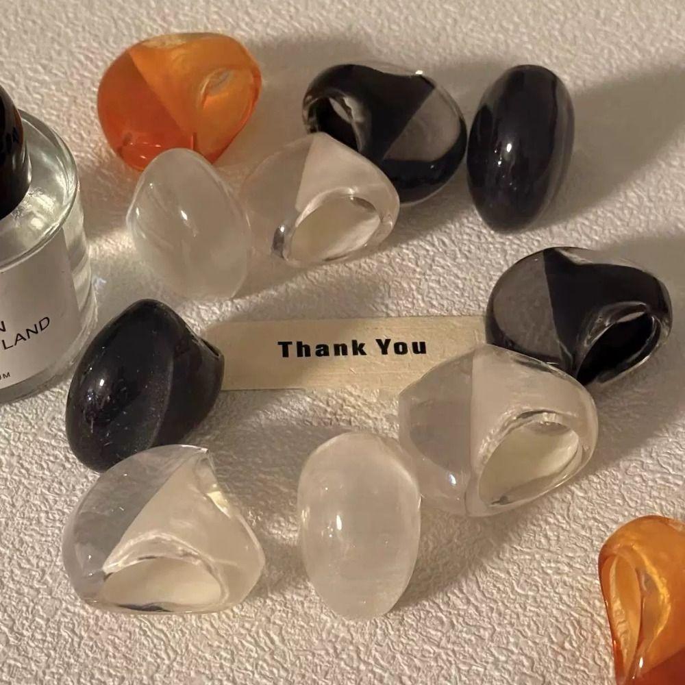 Non-adjustable Resin Ring Geometric Exaggerated Ring Oval Exaggerated Ring Girls Jewelry