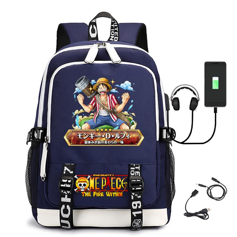 Хит продаж Рюкзак ONE PIECE Луффи с USB-зарядкой, большая вместимость