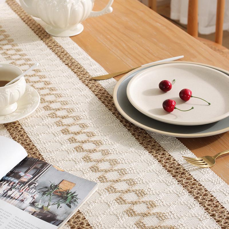 Скатерть Henggang из хлопка и льна в стиле ретро с кисточками – легкая роскошь в американском стиле