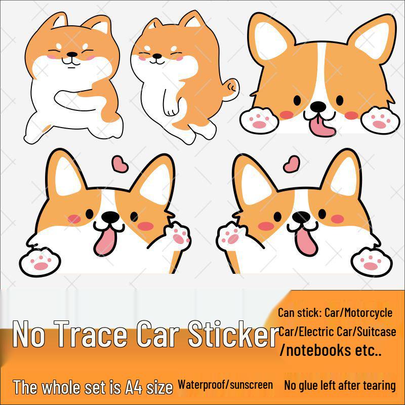 Милые водонепроницаемые наклейки с корги для электромобилей, мотоциклов и велосипедов
