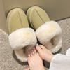 Модные женские тапочки на толстой подошве, плюшевые, теплые, нескользящие, из искусственного меха, зимняя обувь для женщин 2025, удобные пушистые тапочки на платформе, большие размеры