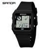 SANDA Fashion Brand Watch for Men Women Luxury Waterproof 50M Sports Multi-function LED Digital Students Unisex Square Watch New