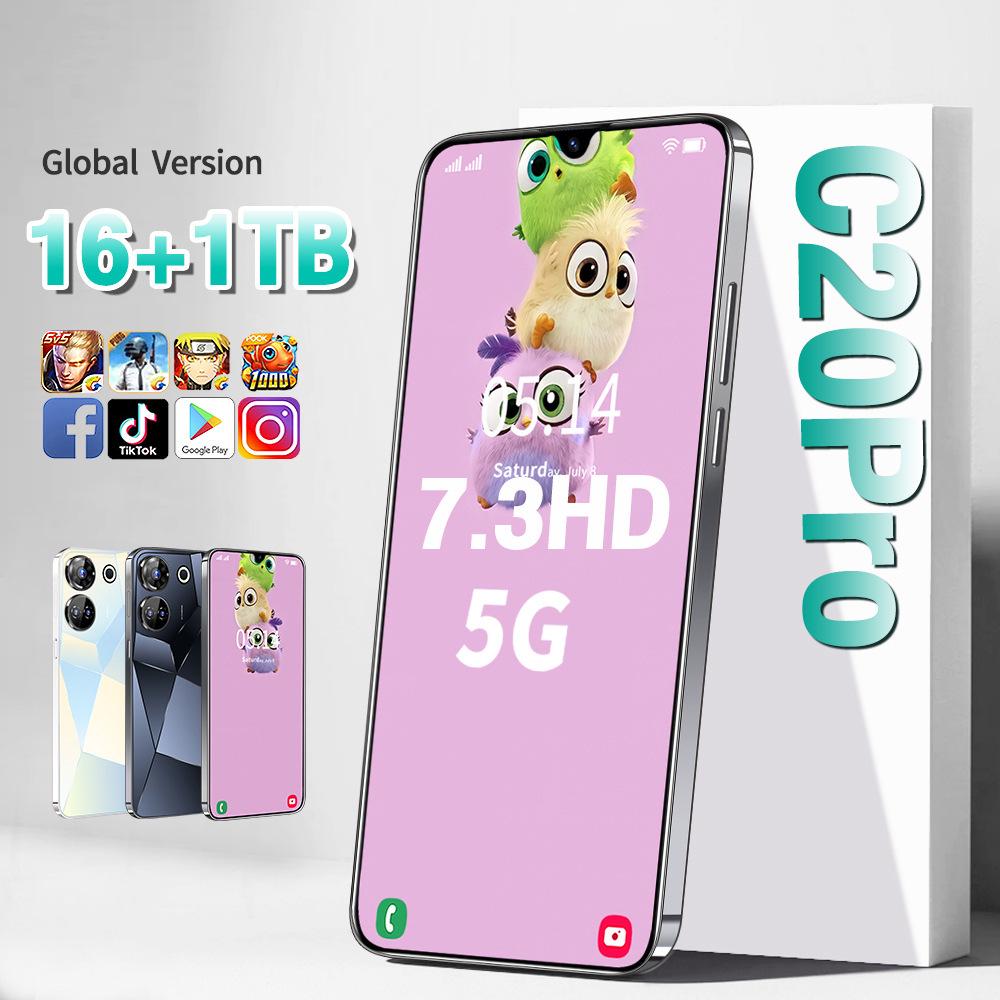 C20Pro 7,3-дюймовый полноэкранный Android-смартфон, 16 ГБ ОЗУ + 1 ТБ памяти