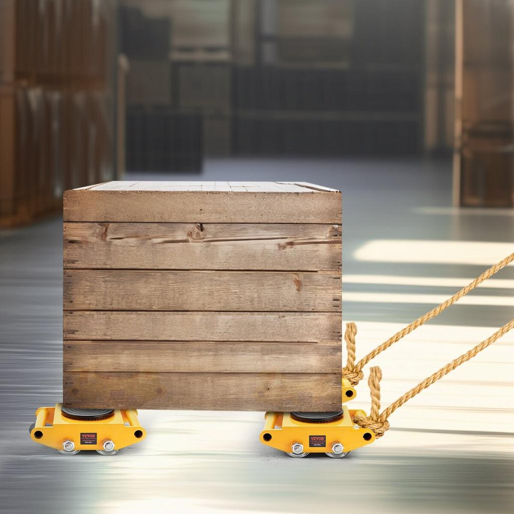 4PCS Machinery Skate Dolly, 26455LBS/12T Industrial Machinery Mover, Heavy Duty Carbon Steel Machinery Moving Skate & 4 Carbon Steel Wheels and 360°