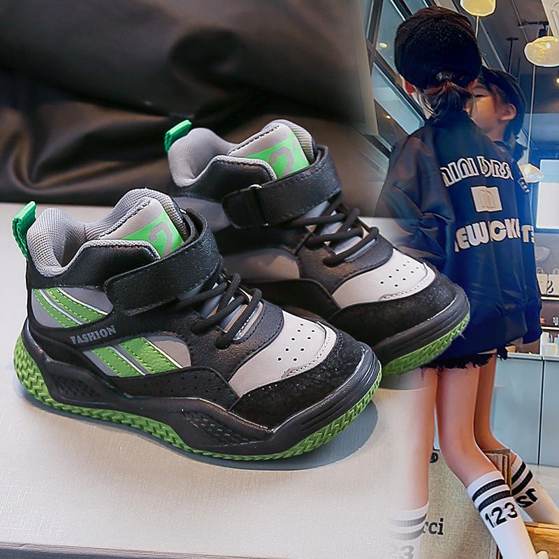 Children's high-top sneakers2026Autumn stylish running shoes for boys and girls, trendy color-blocking casual shoes for older children