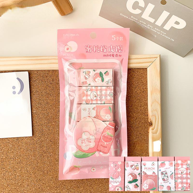 5 шт./компл., милый ластик, кавайный ластик с мультяшными животными, кроликом, персиковым ластиком, прекрасный канцелярский инструмент, ластик для карандашей, школьные принадлежности