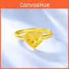 Gold Sophisticated Plated Clover Ring For Women With Elegant Detailing Floral