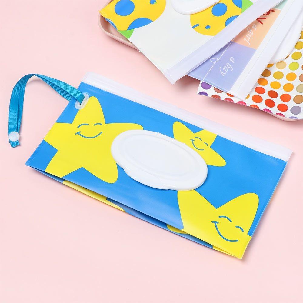 Cartoon Baby Stroller Accessory Refillable Tissue Box Wipes Holder Case Wet Wipe Bag Wet Wipe Pouch