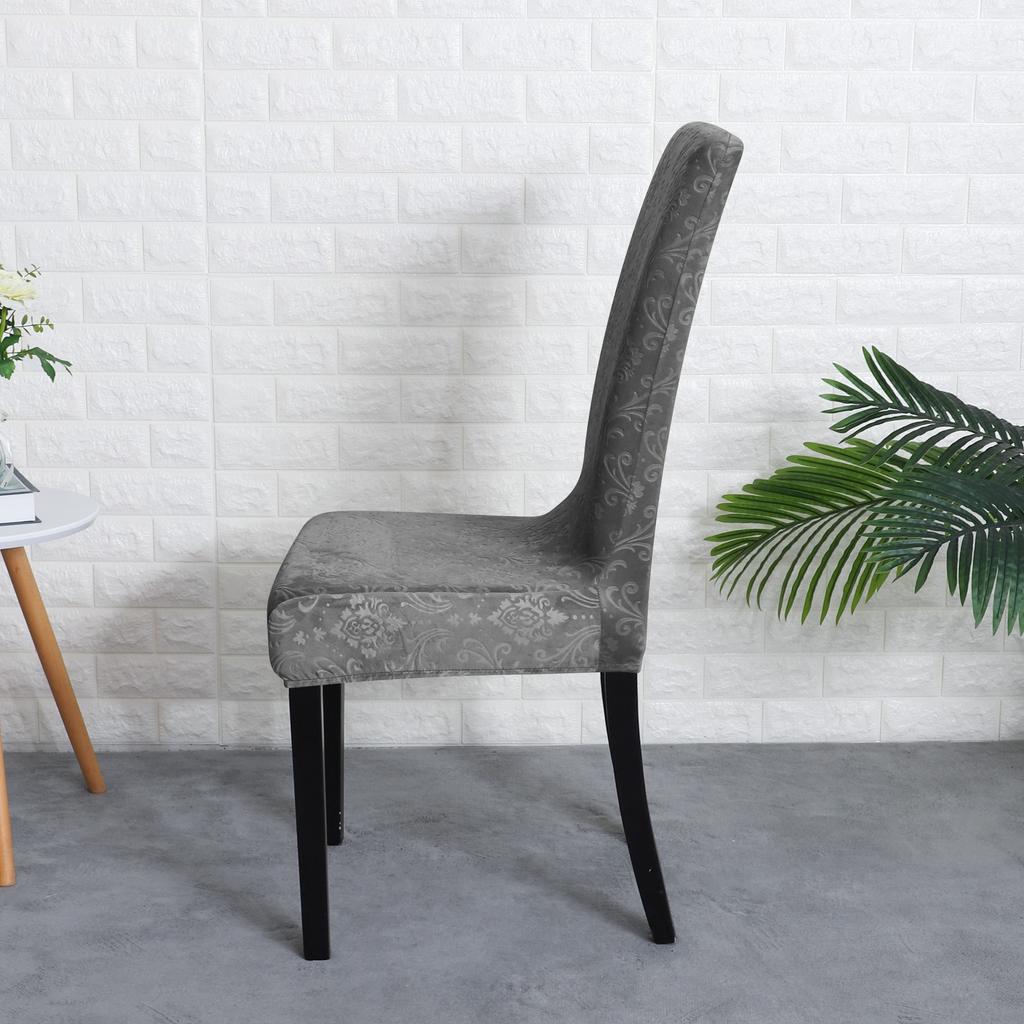 Chair Cover, Thick Embossed Velvet, Dark Gray