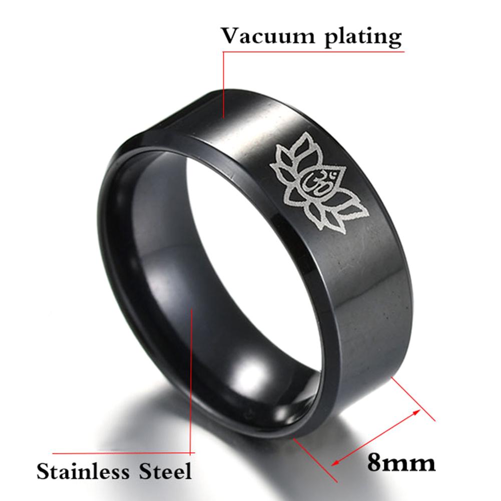 BLUELANS RINGS Unisex Yoga Lotus Simple Steel Om Titanium Pattern Finger Ring Band Jewelry