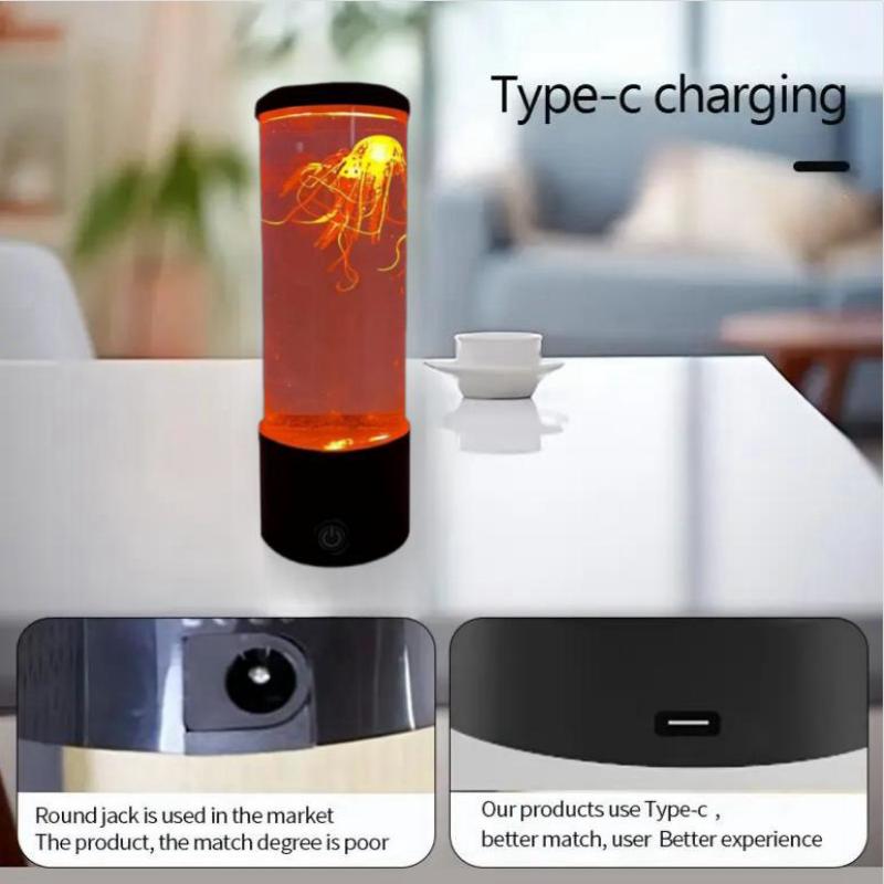 Ночник Океан с плавающими медузами - Аквариумная лампа для настроения для спальни, Успокаивающий настольный декор, Подарок, Украшение для дома