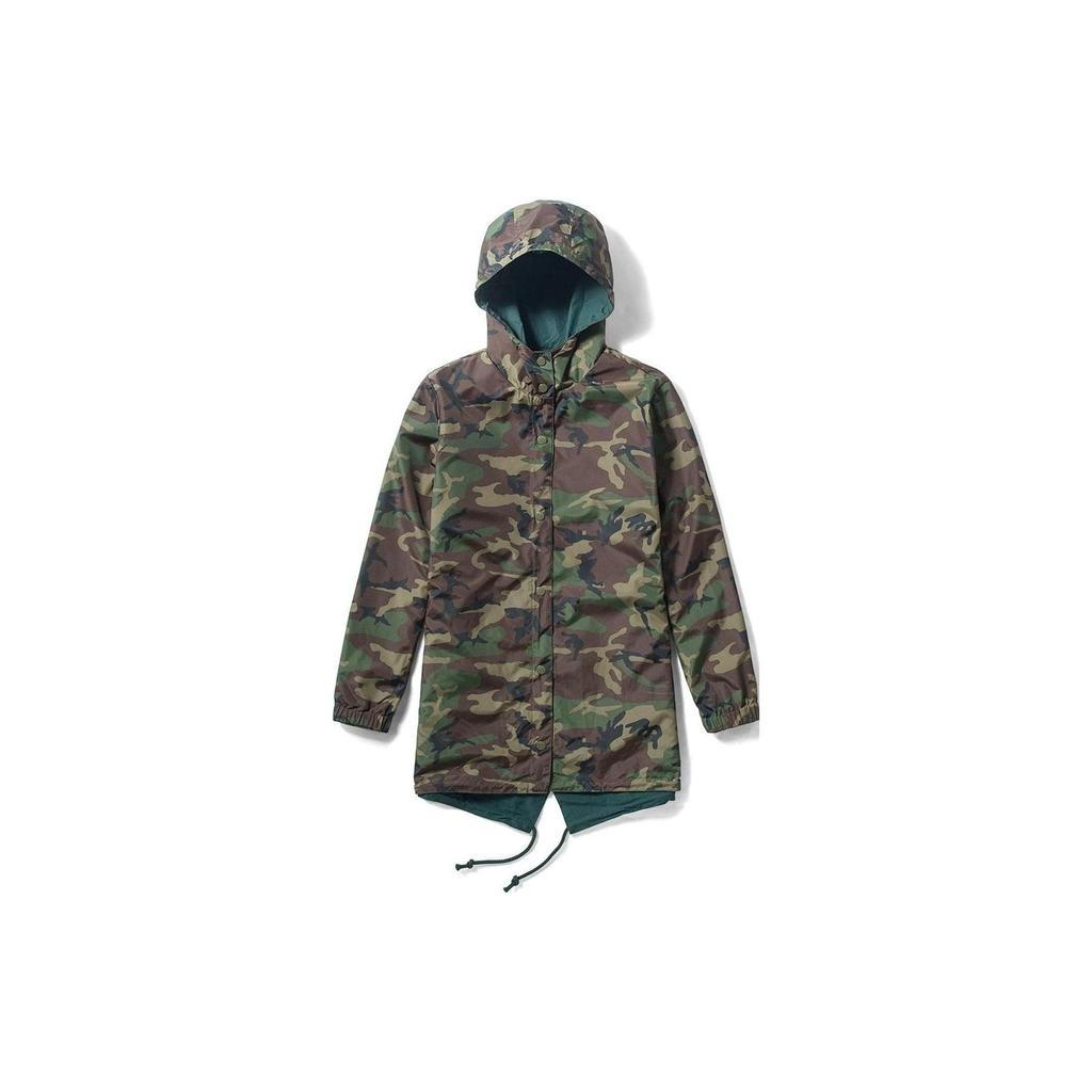 Vans Вышитый логотип Повседневная двусторонняя куртка с капюшоном Женские куртки Темно-зеленый VN0A3QRIYDX